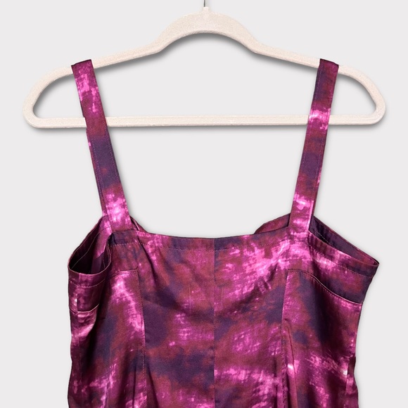 CINQ A SEPT Tie Dye Alexa Dress Size 6 Slip Dress Purple Long Maxi Satin - Picture 8 of 12